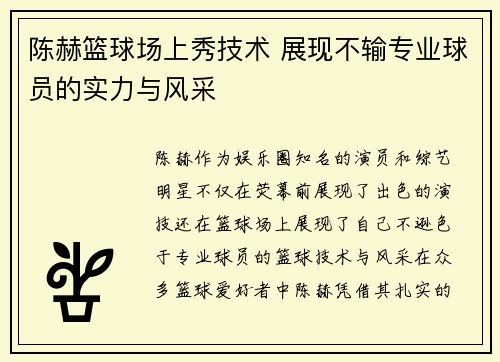 陈赫篮球场上秀技术 展现不输专业球员的实力与风采